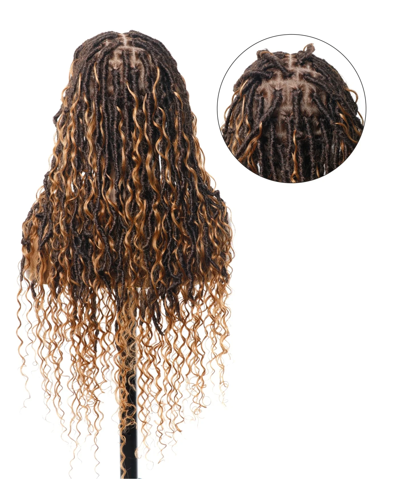 Pre Bleached Human Hair Lace Tangleless Boho Locs Braided Wig 30“ Human Hair Boho Curls - Airhomei
