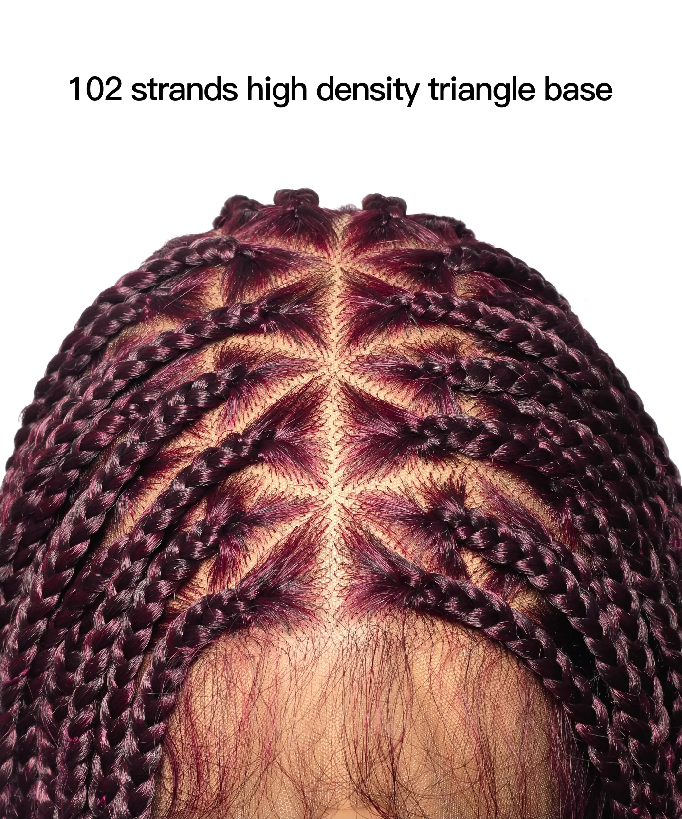 Triangle Base Full Lace Tangleless Human Hair Boho Curls Knotless Boho Box Braided Wig 36