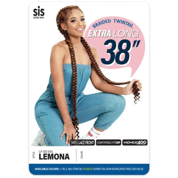 Zury Sis Braided Twintail Synthetic Lace Front Wig - LF DD EXL LEMONA - Airhomei