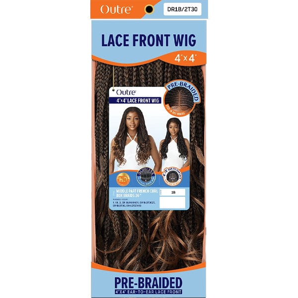 Outre 4x4 HD Pre-Braided Lace Front Wig - MIDDLE PART FRENCH CURL BOX BRAIDS 26