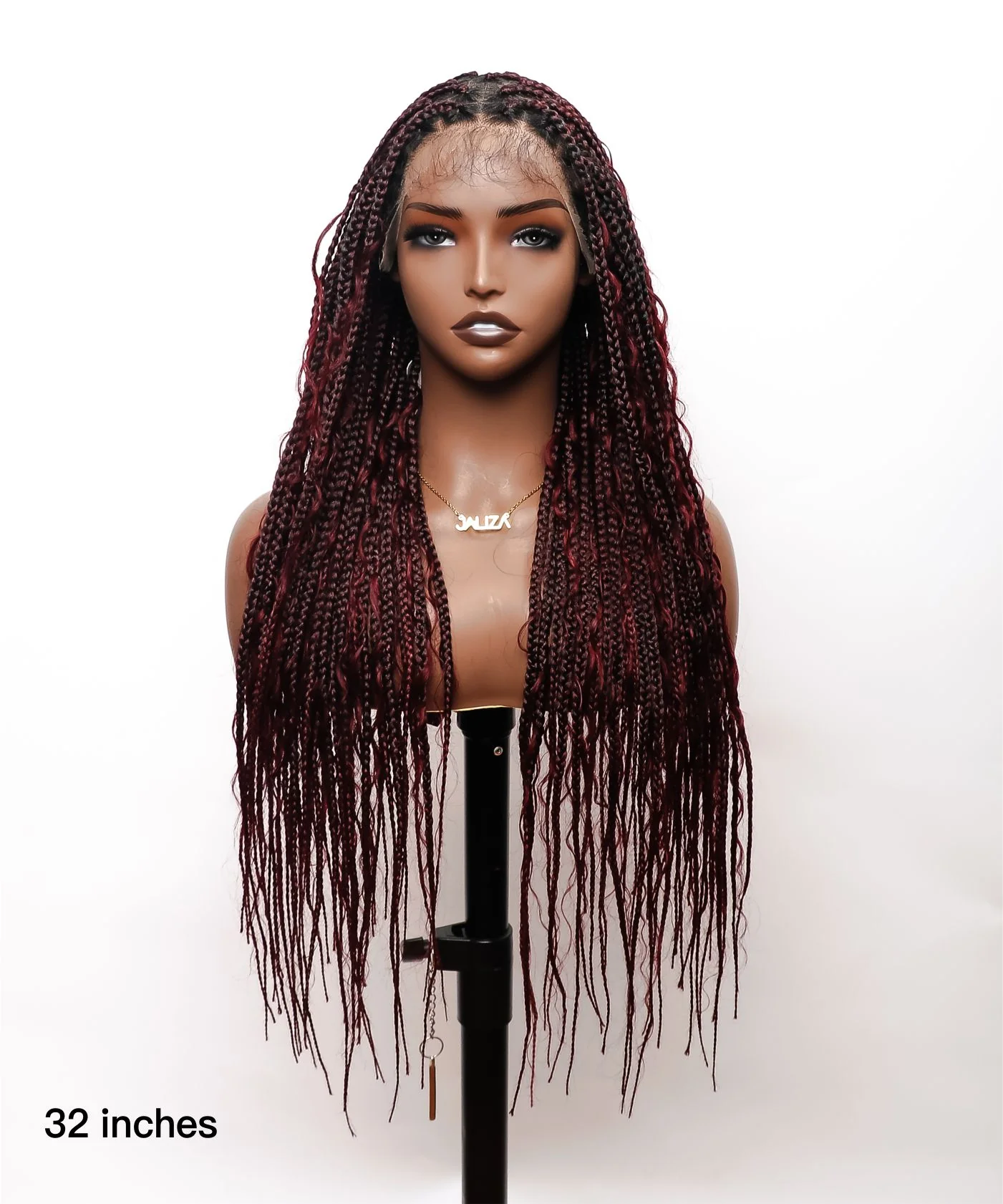 Tangleless Human Hair Boho Curls Box Braided Wig 32