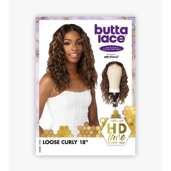 Sensationnel Butta Human Hair Blend Lace Front Wig - LOOSE CURLY 18