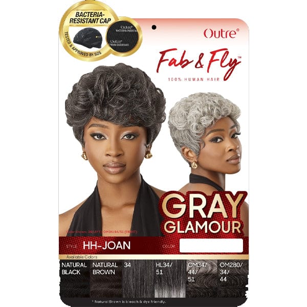 Outre 100% Human Hair Fab & Fly Gray Glamour Full Cap Wig - HH JOAN - Airhomei