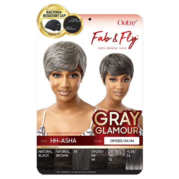 Outre 100% Human Hair Fab & Fly Gray Glamour Full Cap Wig - ASHA - Airhomei