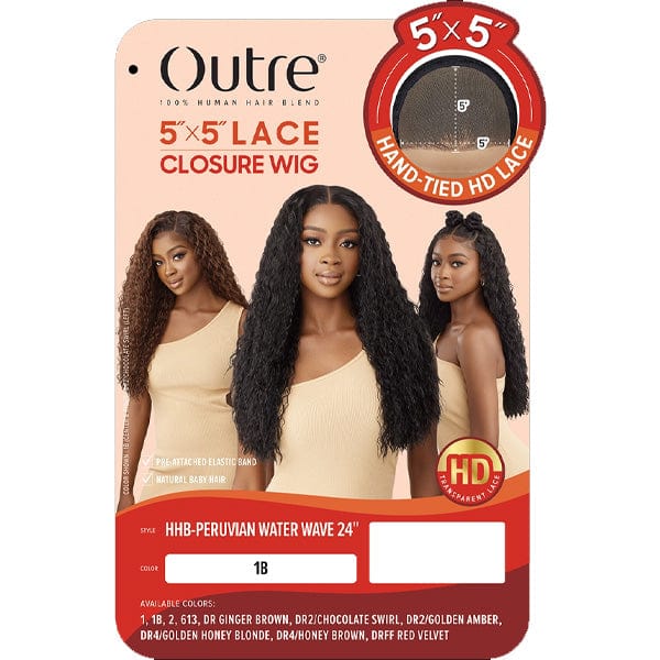 Outre Human Hair Blend 5x5 Lace Closure Wig - HHB PERUVIAN WATER WAVE 24