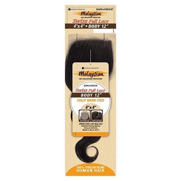 Sensationnel Bare & Natural Frontal Lace Closure Malaysian Virgin Remi - 4X4 Swiss Full Lace Closure Body 12