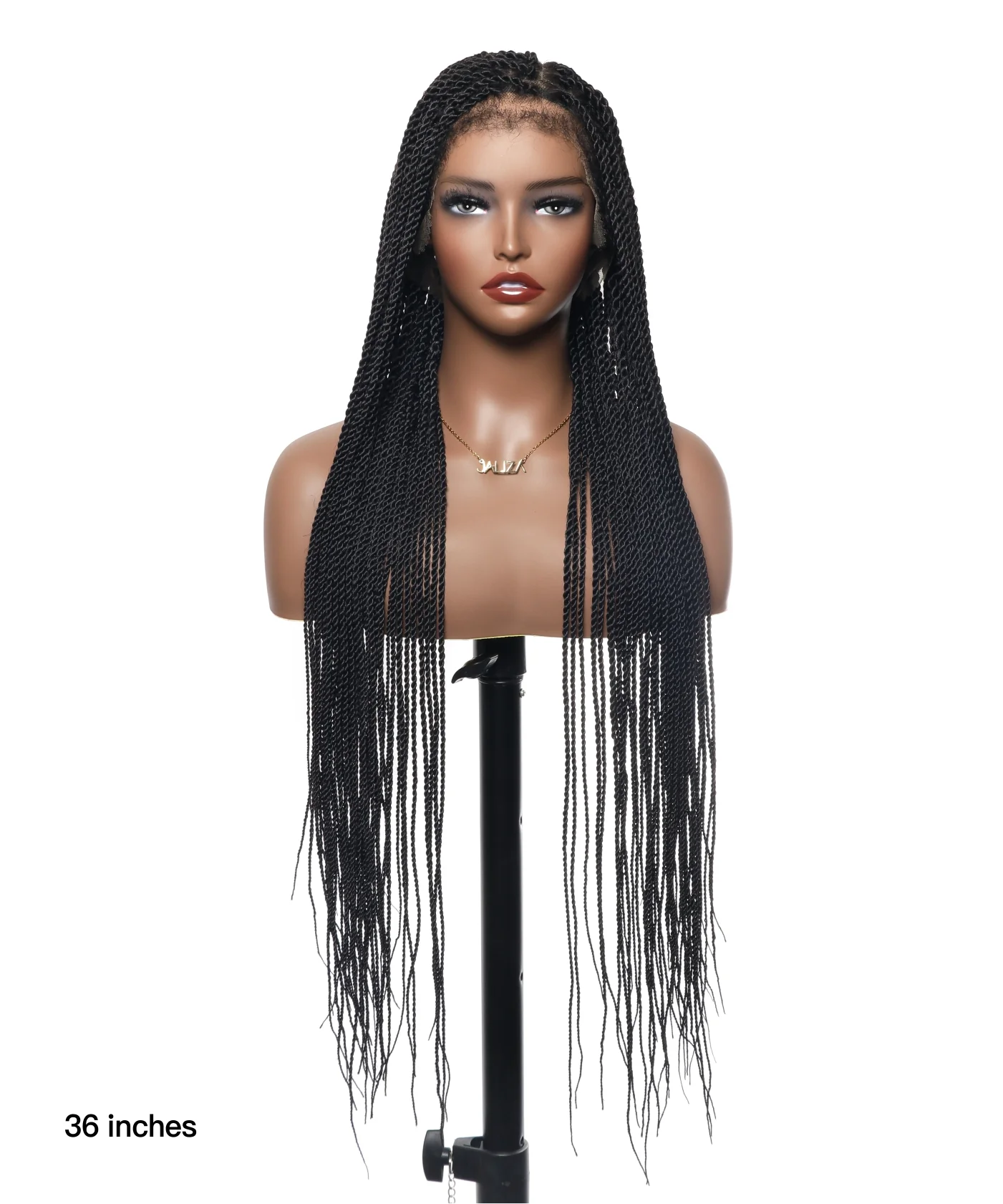 Pre Bleached Human Hair Senegalese Twist Style 36“ HD Lace High Density 100 Strands Braided Wig - Airhomei