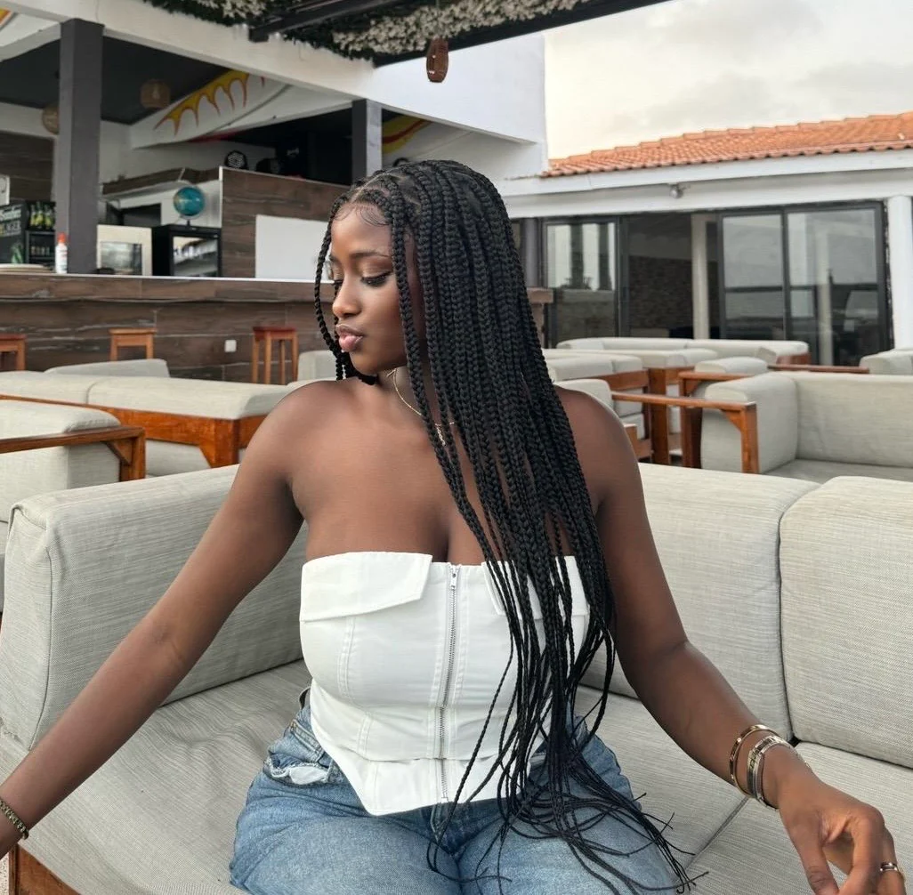 HD Lace Tangleless Human Hair Ends Knotless Small Box Full Hand-tied with Loose Curly Ends Braided Wig -100 Strands - Airhomei