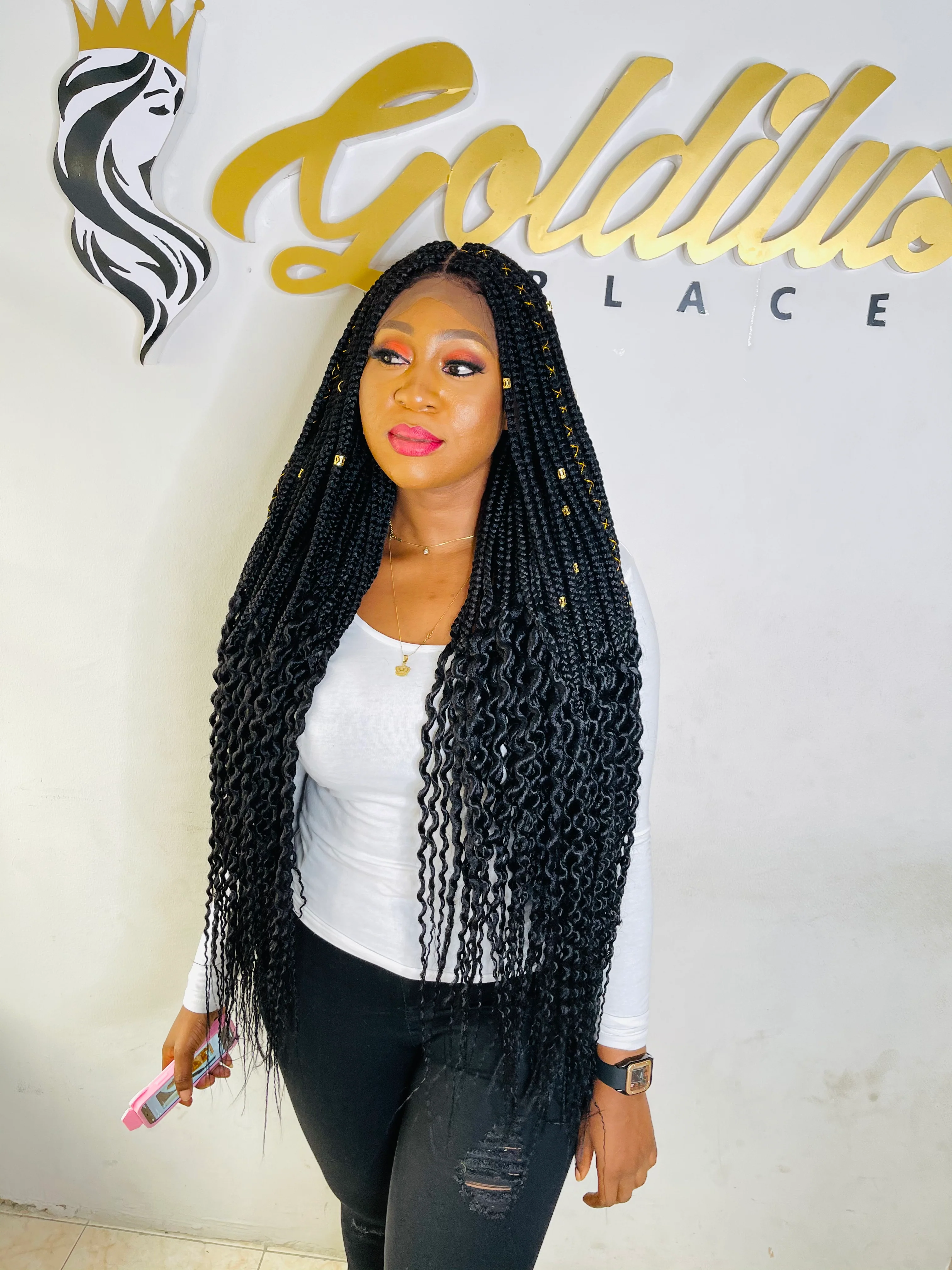 Telephone Curl Unit - Knotless Braid Wig - Airhomei