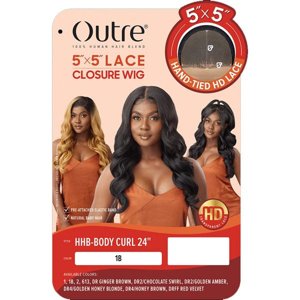 Outre Human Hair Blend 5x5 Lace Closure Wig - HHB BODY CURL 24